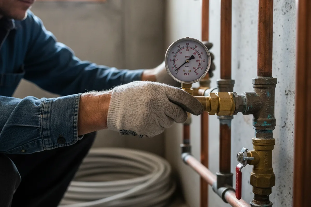 Pressure testing a repaired line during Water Line Repair in Scotland Neck